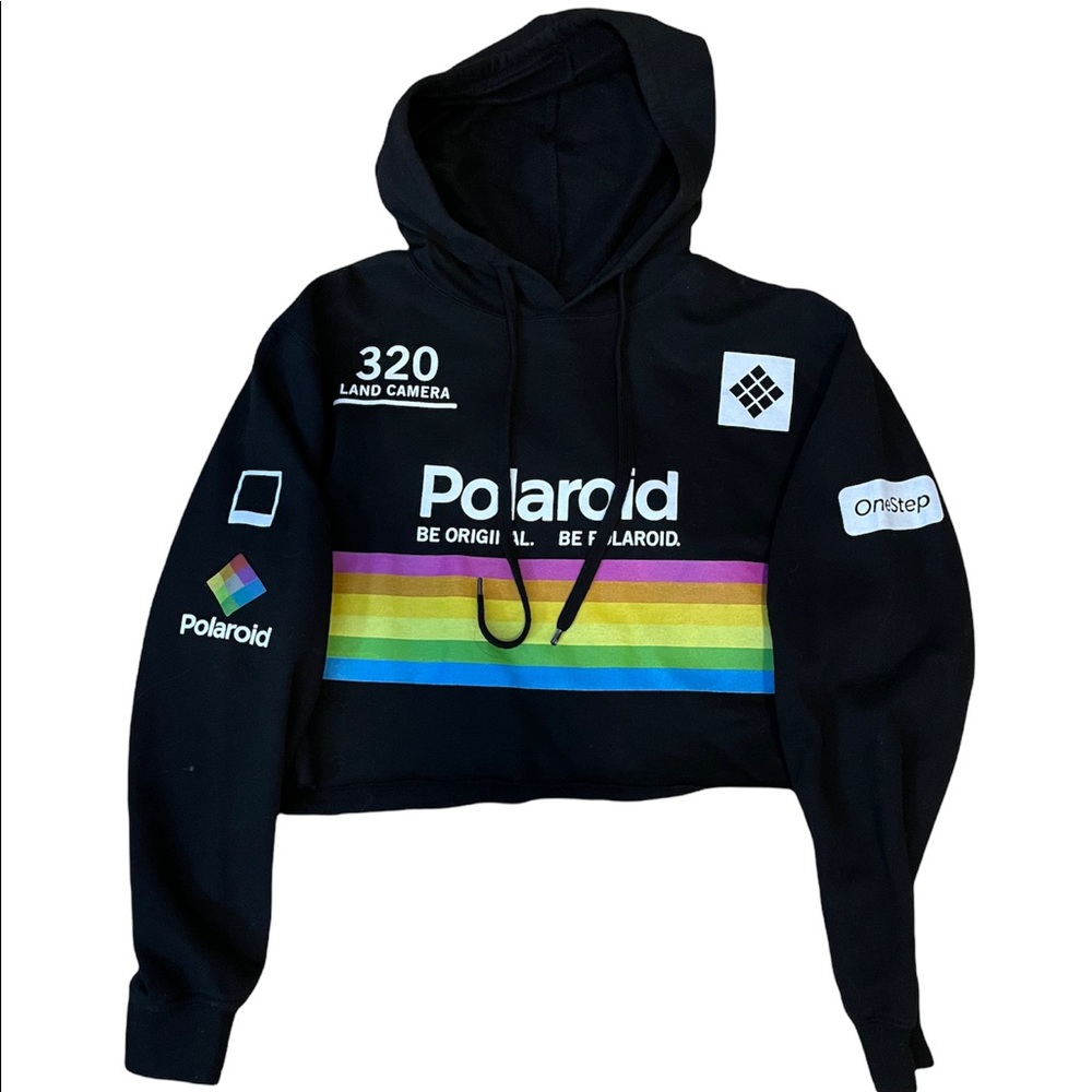 Small black Polaroid cropped sweatshirt
